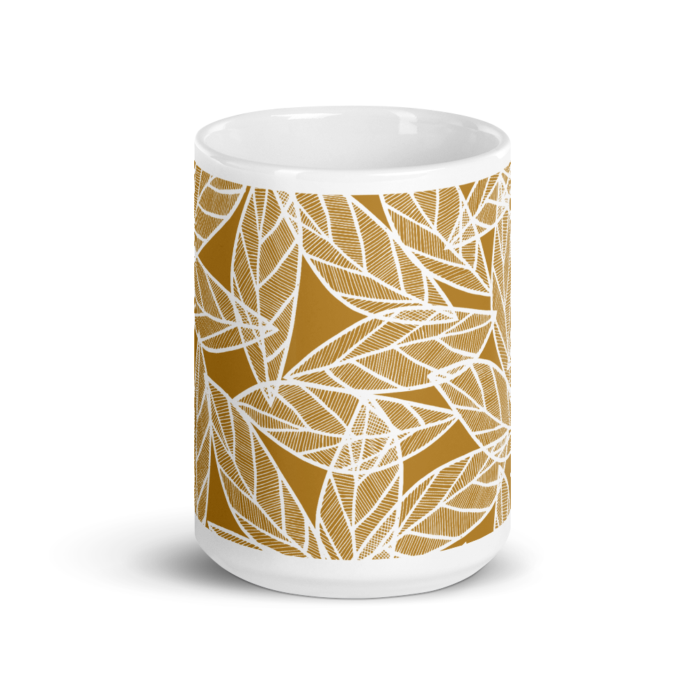 White Leaves on Gold | Mug