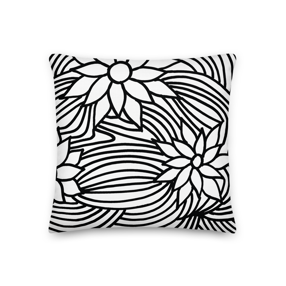 Black And White Flower Ornament | Pillow