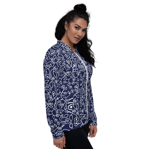 White Small Flowers | Bomber Jacket
