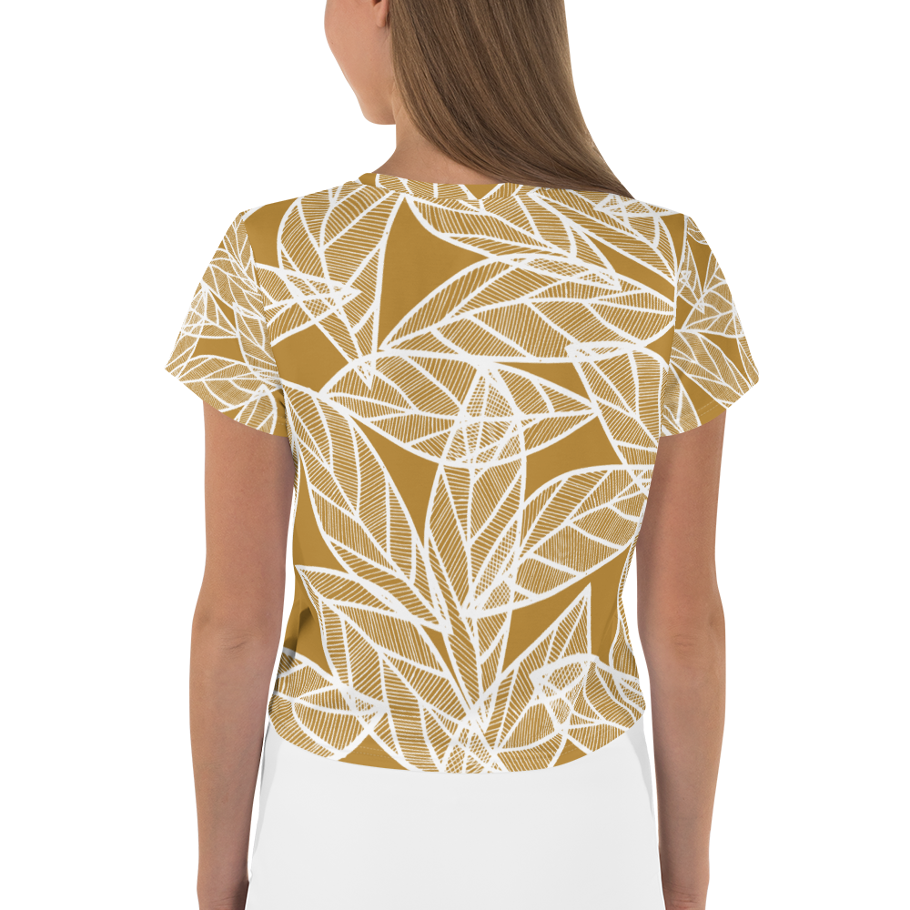 White Leaves on Gold | Crop Tee