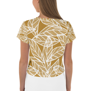 White Leaves on Gold | Crop Tee