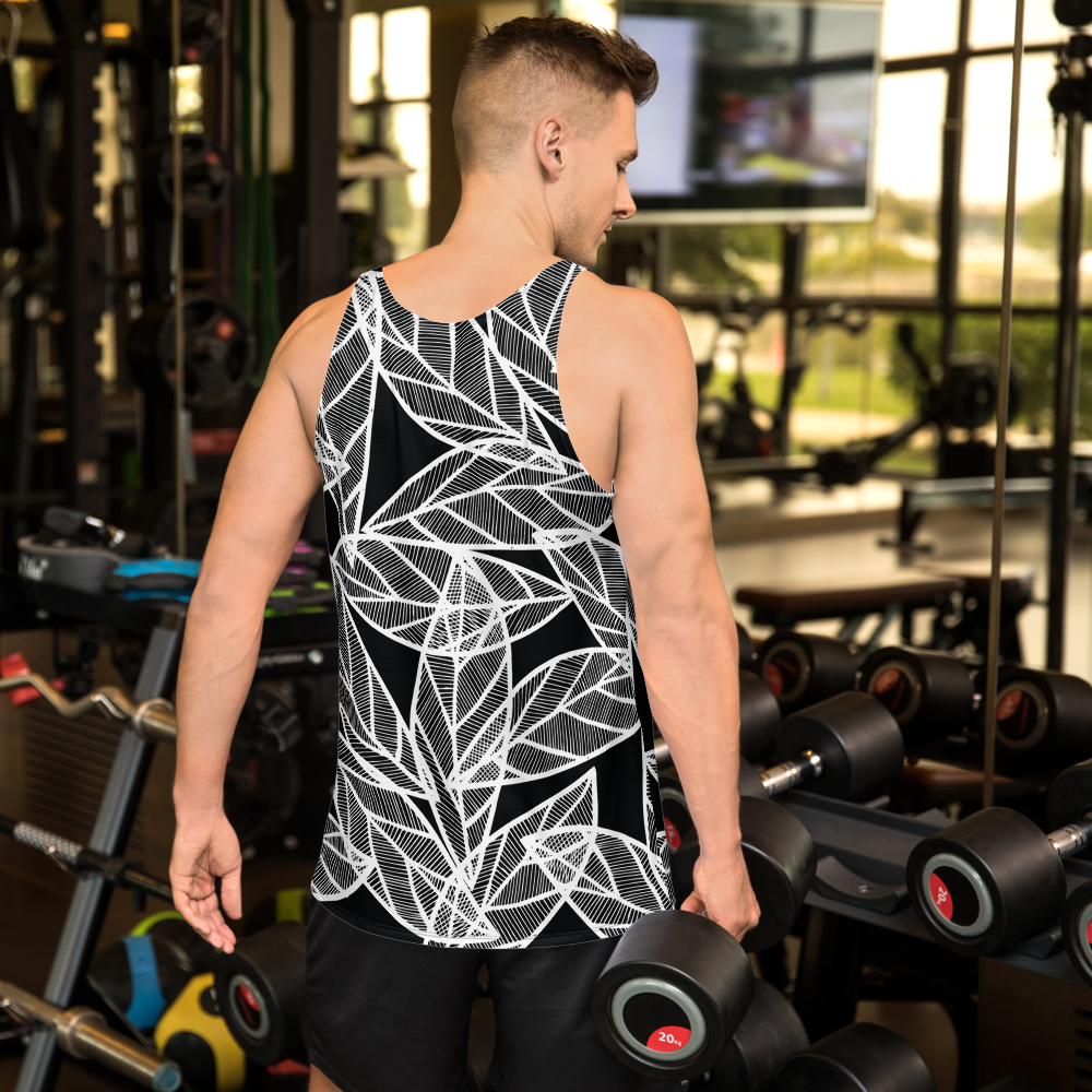 White Leaves on Black | Men's Tank Top