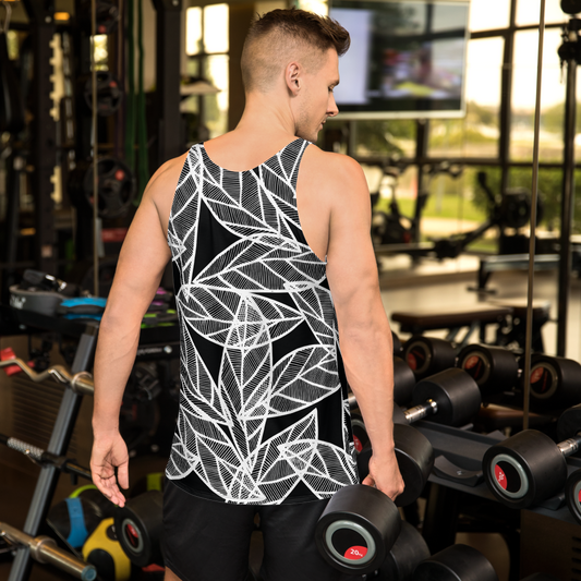White Leaves on Black | Men's Tank Top