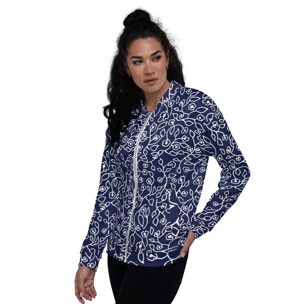 White Small Flowers | Bomber Jacket