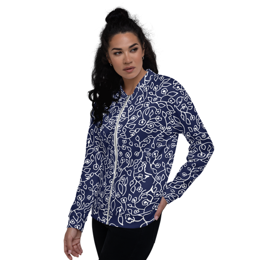 White Small Flowers | Bomber Jacket