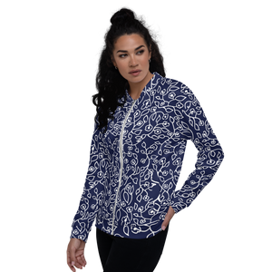 White Small Flowers | Bomber Jacket