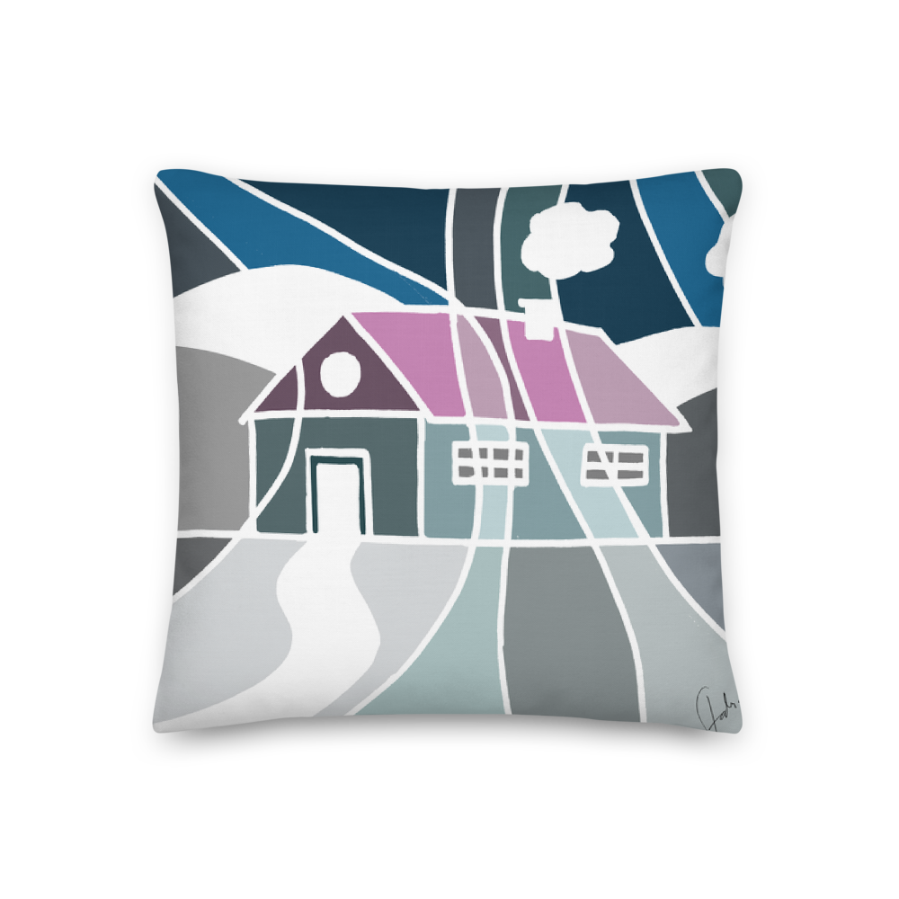 Pastel Winter House | Pillow