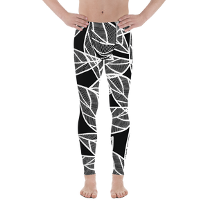 White Leaves on Black | Men's Leggings