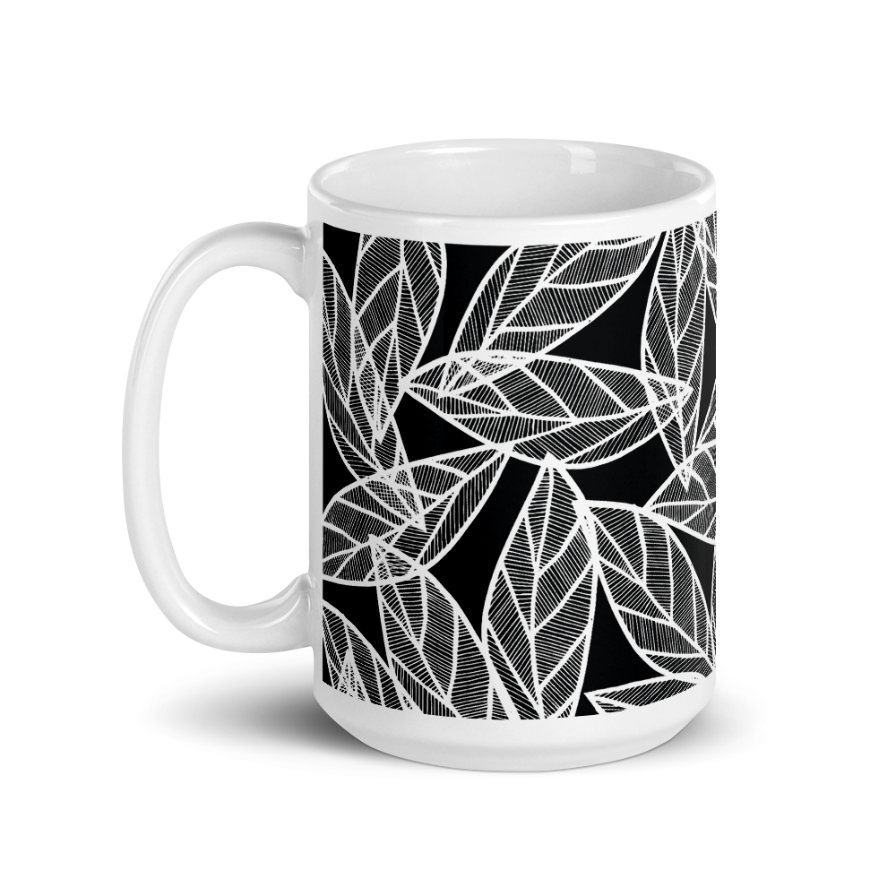 White Leaves on Black | Mug