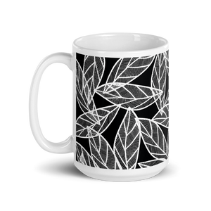 White Leaves on Black | Mug