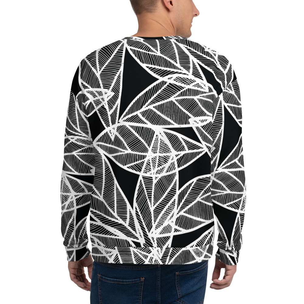 White Leaves on Black | Sweatshirt