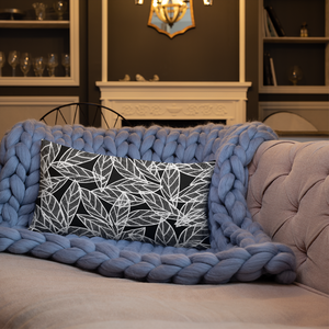 White Leaves on Black | Pillow