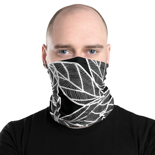 White Leaves on Black | Neck Gaiter