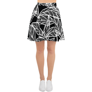 White Leaves on Black | Skater Skirt