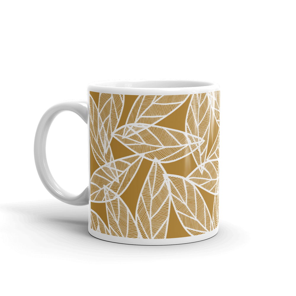 White Leaves on Gold | Mug