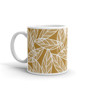 White Leaves on Gold | Mug