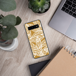 White Leaves on Gold | Samsung Case