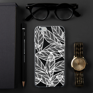 White Leaves on Black | iPhone Case