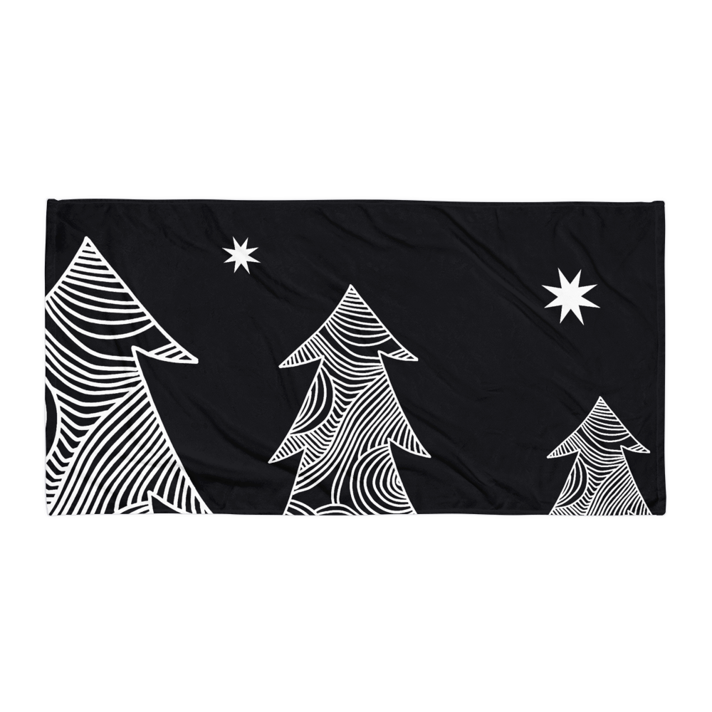 Stars and Trees Black | Towel