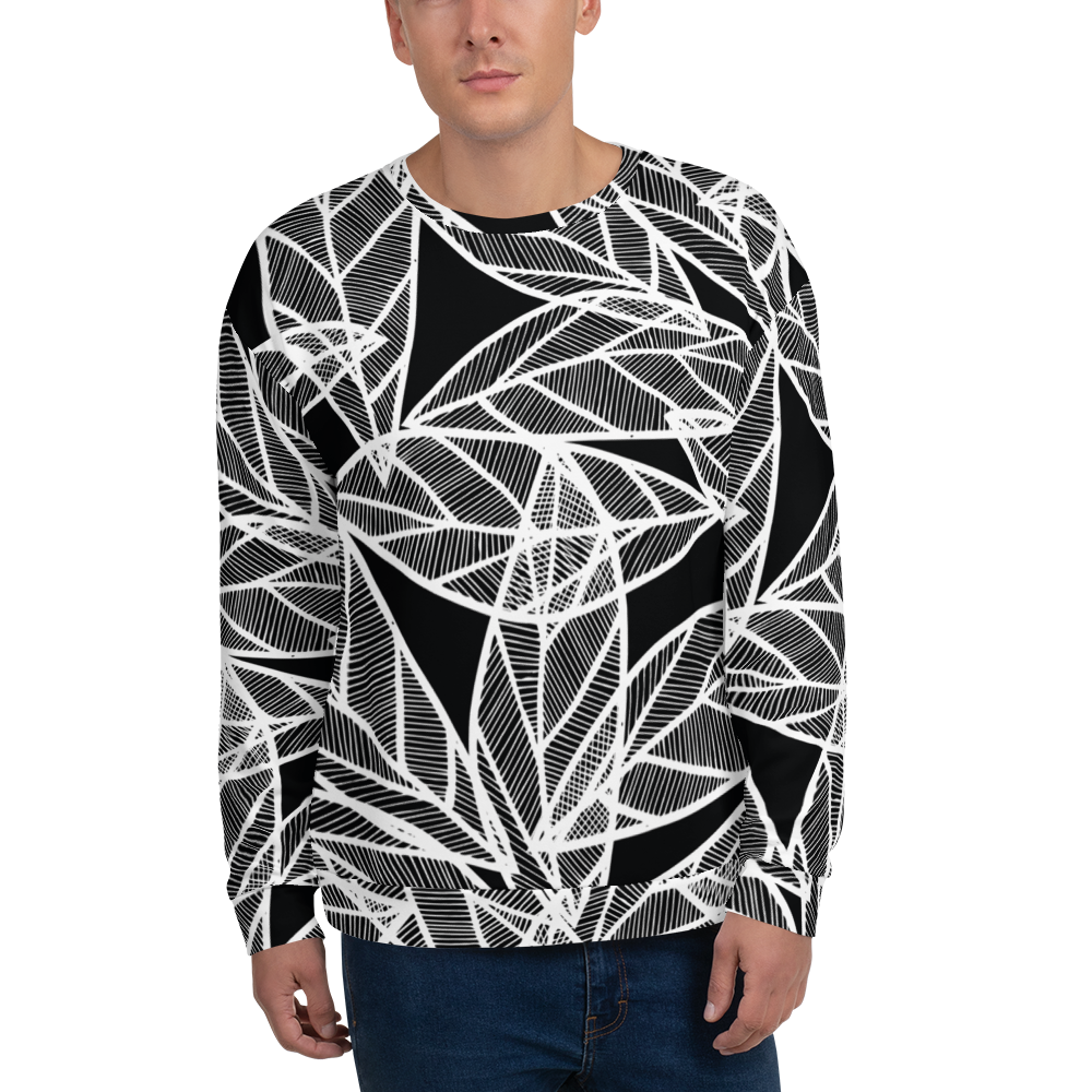 White Leaves on Black | Sweatshirt