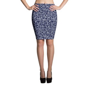 White Small Flowers | Pencil Skirt