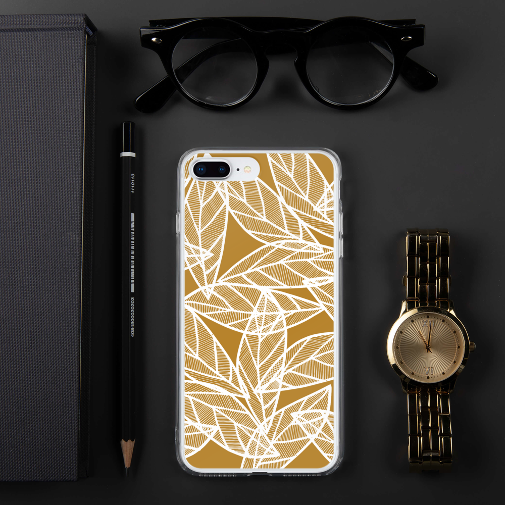 White Leaves on Gold | iPhone Case