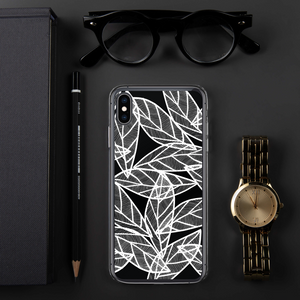 White Leaves on Black | iPhone Case