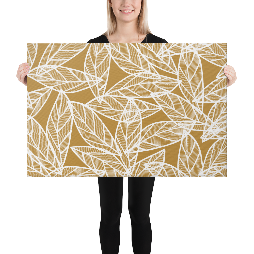 White Leaves on Gold | Canvas