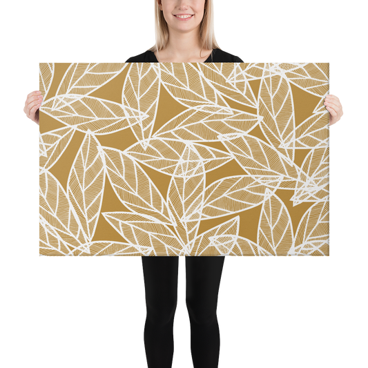 White Leaves on Gold | Canvas