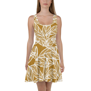 White Leaves on Gold | Skater Dress