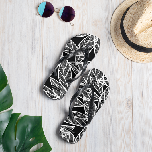 White Leaves on Black | Flip-Flops