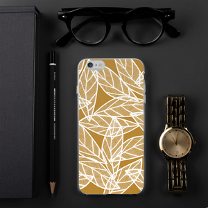 White Leaves on Gold | iPhone Case