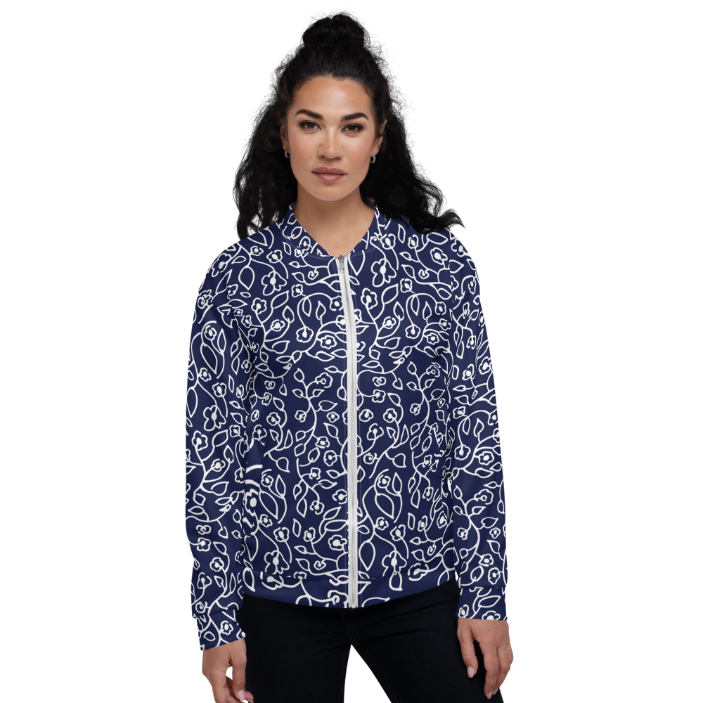 White Small Flowers | Bomber Jacket