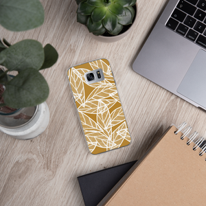White Leaves on Gold | Samsung Case