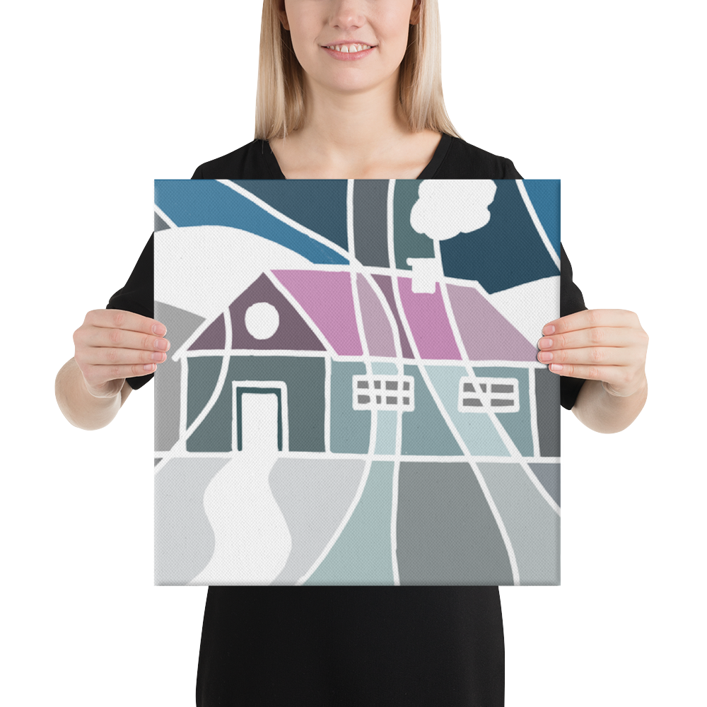 Pastel Winter House | Canvas