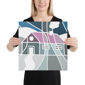 Pastel Winter House | Canvas