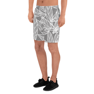 Messy White Leaves | Men's Athletic Long Shorts