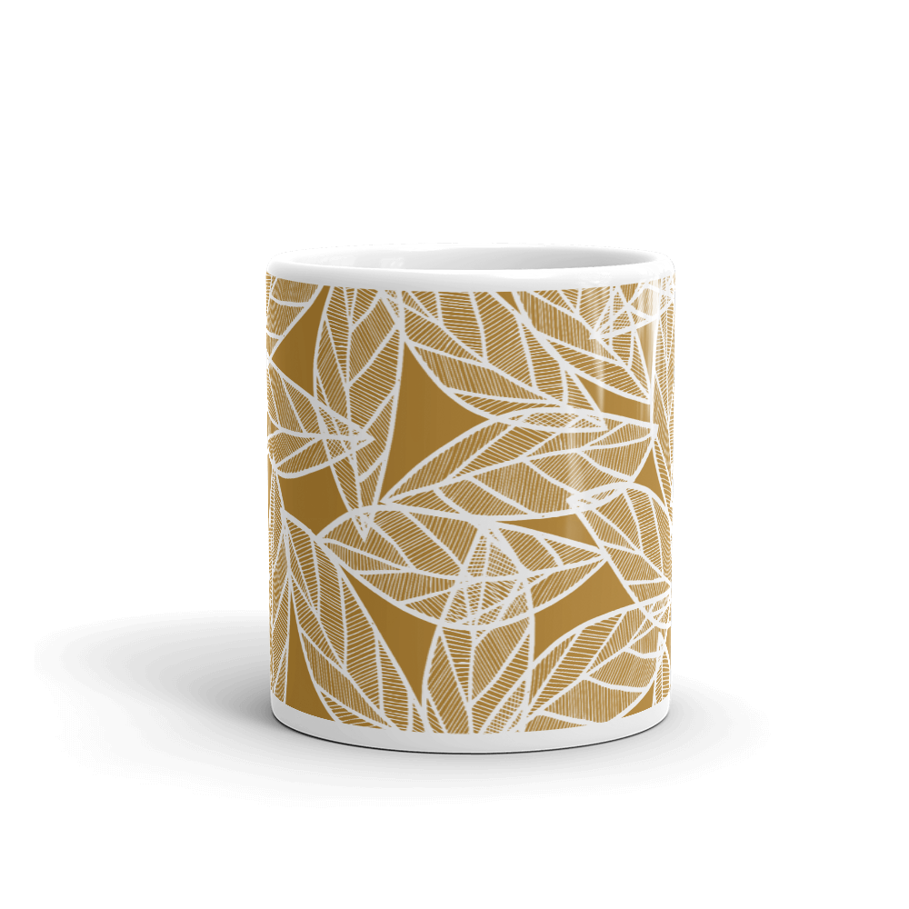 White Leaves on Gold | Mug