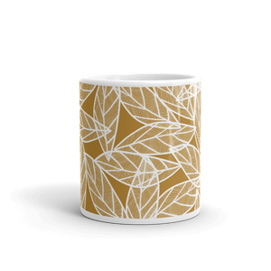 White Leaves on Gold | Mug