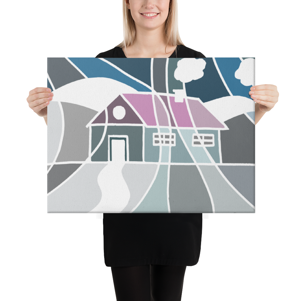 Pastel Winter House | Canvas