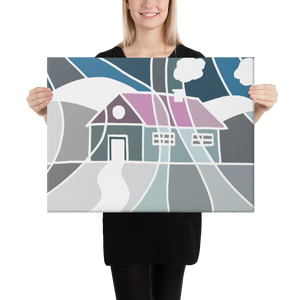 Pastel Winter House | Canvas
