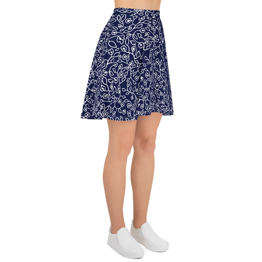 White Small Flowers | Skater Skirt