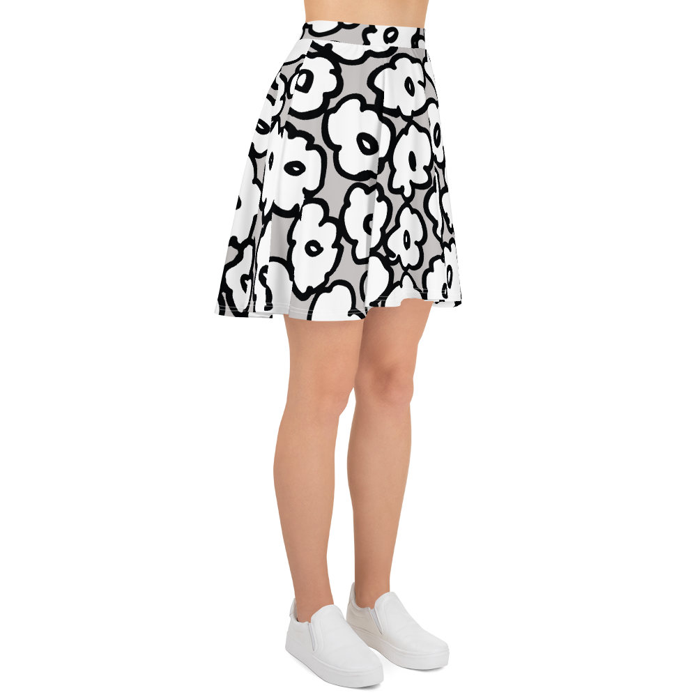 Happy White Flowers | Skater Skirt