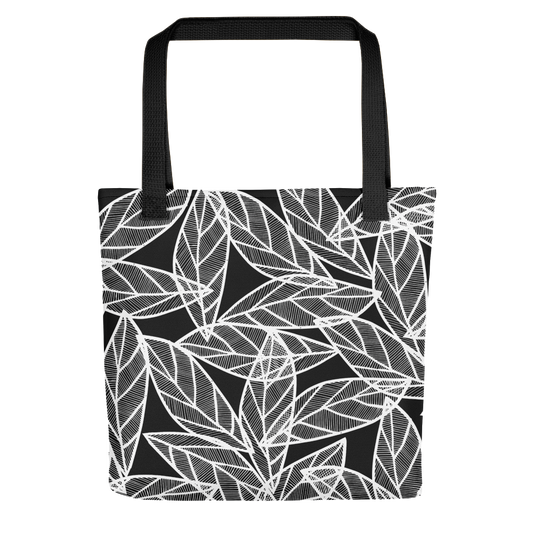 White Leaves on Black | Tote Bag