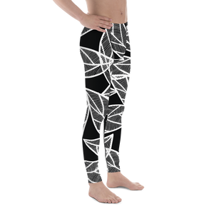 White Leaves on Black | Men's Leggings