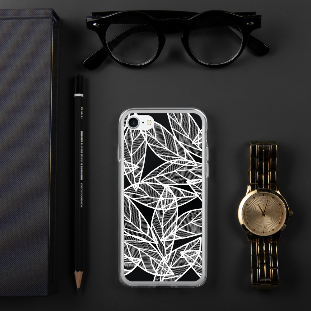 White Leaves on Black | iPhone Case