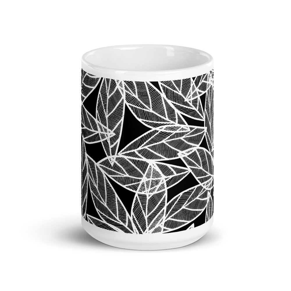 White Leaves on Black | Mug