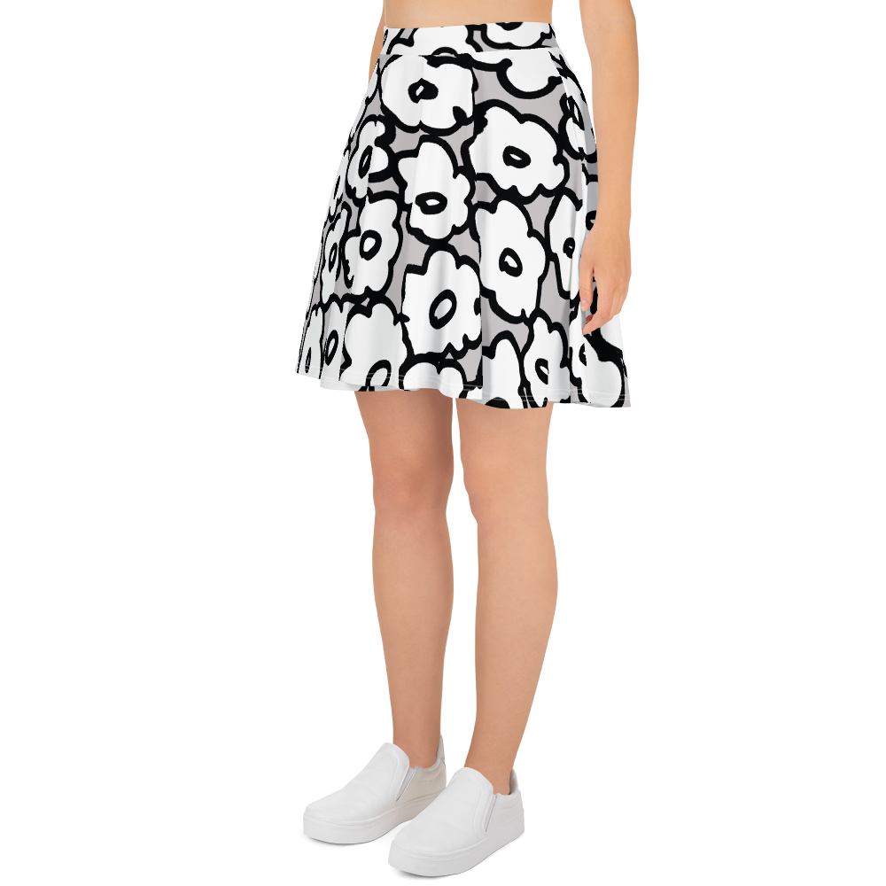 Happy White Flowers | Skater Skirt