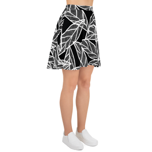 White Leaves on Black | Skater Skirt