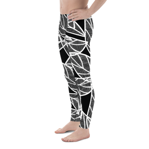 White Leaves on Black | Men's Leggings